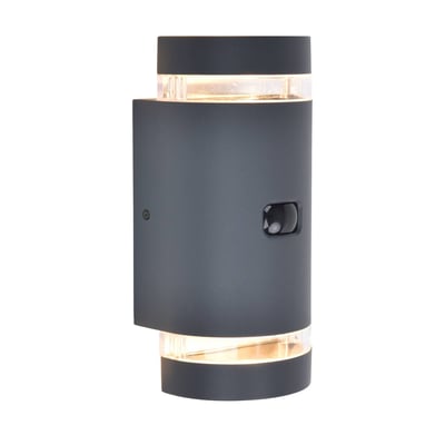 Applique murale d'extérieur sur secteur FOCUS SENSOR avec détecteur de mouvement aluminium gris éclairage culot GU10 bidirectionnelle H23,9cm LUMISKY