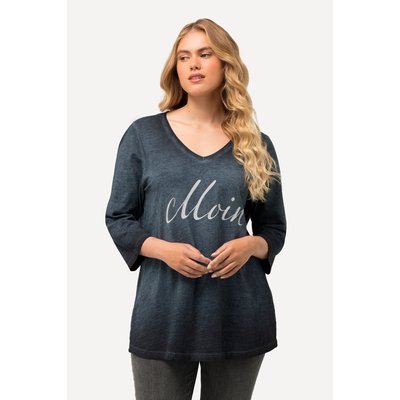 T-shirt col en V et manches 3/4. Imprimé ULLA POPKEN