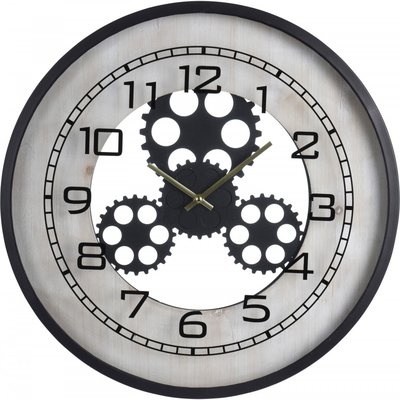 Horloge Murale Ronde en Métal Engrenages - 48cm WADIGA