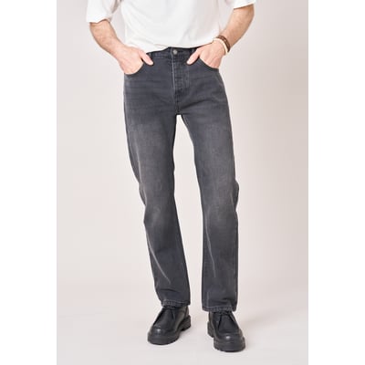 Jean straight homme en coton noir délavé SAUL DEELUXE