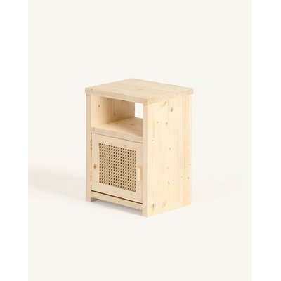 Table de chevet en bois et rotin naturel - HAYDÉ HANNUN