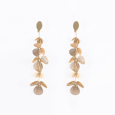 Boucles d'oreilles clips - longues fleurs dorées BALABOOSTE