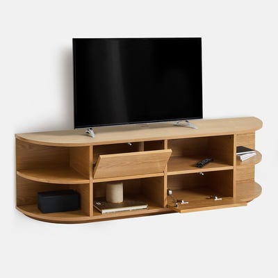 Maddy Oak Veneer Hanging TV Stand with 2 Doors and 6 Compartments, W160cm LA REDOUTE INTERIEURS
