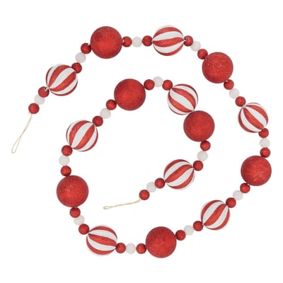 Guirlande polystyrène boules de Noël long 1,85m rouge et blanc FEERIC LIGHTS & CHRISTMAS