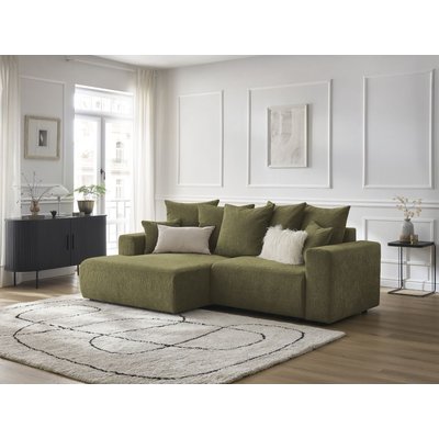 Canapé d'angle convertible 4 places en tissu texturé, ATILLA BOBOCHIC