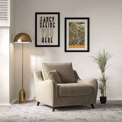 Amelia Textured Velvet Armchair with Dark Wood Legs SO'HOME