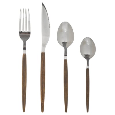 Ménagère 24 pièces en acier inoxydable et manches effet bois AMAZONIE SECRET DE GOURMET