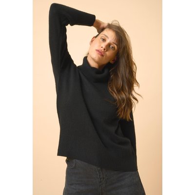 Pull Col Roulé 4 Fils Noir Romane JUST CASHMERE