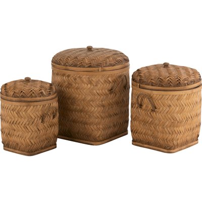 Panier de rangement en bambou naturel avec couvercle élégant RECOLLECTION