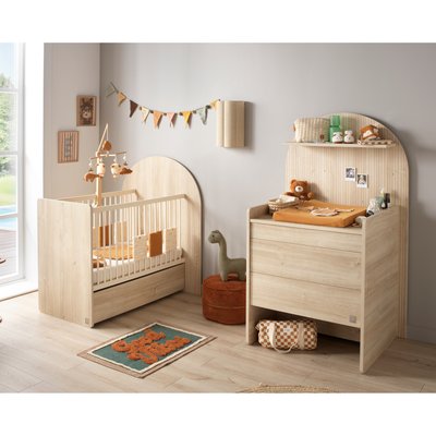 Pack chambre bébé évolutif – lit bébé 120x60 transformable en 90x190 + commode à langer évolutive en bureau SAUTHON
