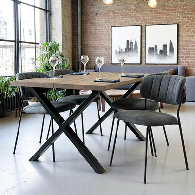 Table à rallonge en bois de chêne fumé avec bordures naturelles 140 cm SAVONE PIER IMPORT