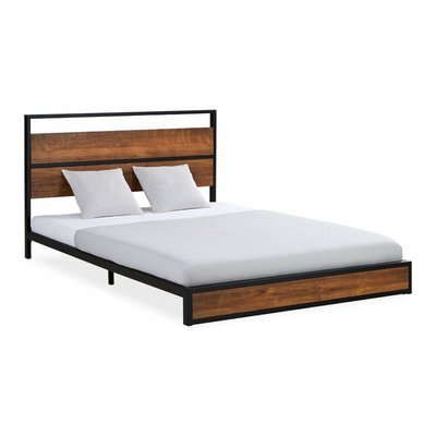 Lit simple en métal noir 90x200cm HOMESTYLE4U