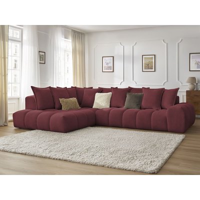 Canapé d'angle fixe 4 places en tissu chiné, EVEREST BOBOCHIC