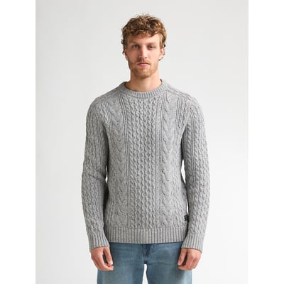 Pull col rond en fine maille à torsades PETROL INDUSTRIES