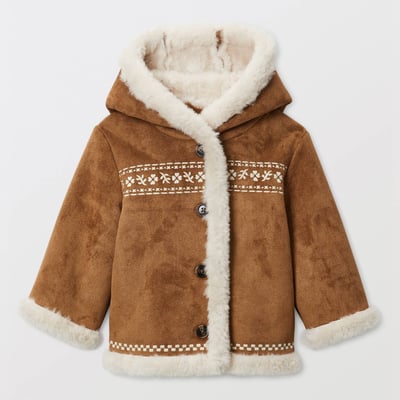 Veste à capuche unie en faux daim intérieur imitation fourrure BOUT'CHOU