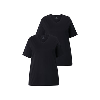 T-shirt, lot de 2, col en V, manches courtes ULLA POPKEN
