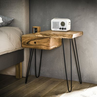 Table de chevet bois métal (côté droit) MELBOURNE PIER IMPORT