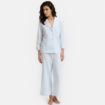 Gestreifter 7/8-Pyjama aus reinem Baumwolljersey ANNE WEYBURN