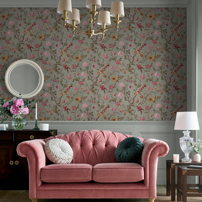 Papier peint  Roses, tulipes et fleurs de jardin Lingmell Trail LAURA ASHLEY