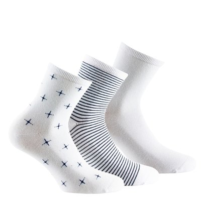 Lot de 3 paires de socquettes fantaisie étoiles, rayures et unie coton KINDY