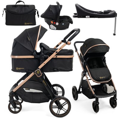 Poussette combinée trio 3 en 1 - siège auto 0+ IRIS – nacelle – base Isofix - jambe de force – jusqu’à 22kg  - noir BEBELISSIMO J'AIME