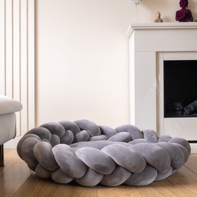 Braided Velvet Pet Bed Grey Large SO'HOME