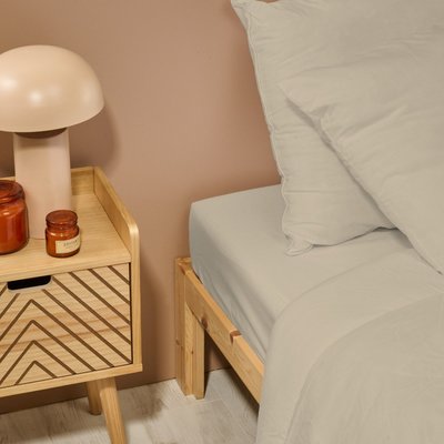 Drap housse uni PERCALE DE COTON BLEU CALIN