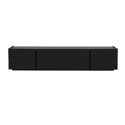 Meuble TV design noir laqué brillant avec rangements L200 cm ISAURE MILIBOO
