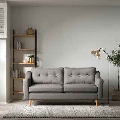 Rosa Curve Buttoned Soft Brushed 3 Seater Sofa with Light Wood Legs SO'HOME