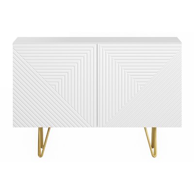 Buffet design gravé 2 portes pieds métal doré L107 cm OZEN MILIBOO