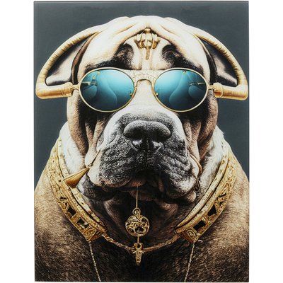 Tableau en verre chien lunettes 60x80cm KARE DESIGN
