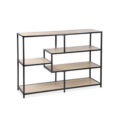 Etagère bibliothèque industrielle métal et effet bois 5 niveaux LOFT SWEEEK