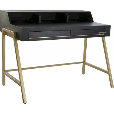 Bureau en métal et bois, Home office gold dark RECOLLECTION