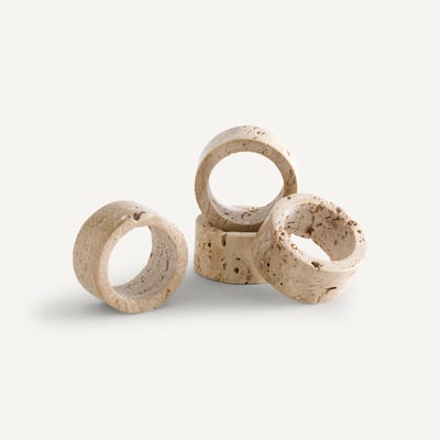 Lot de 4 ronds de serviette en travertin, Trevi AM.PM