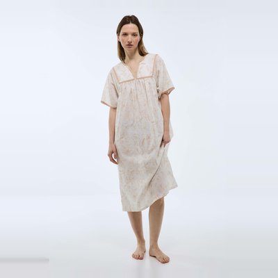 Chemise de nuit imprimé floral à manches courtes en coton BIO MONOPRIX