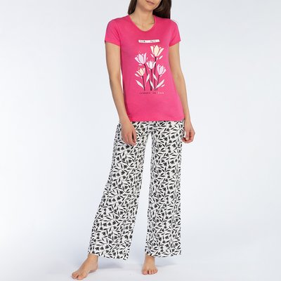 Tulipe Cotton Cropped Pyjamas with Short Sleeves NAF NAF