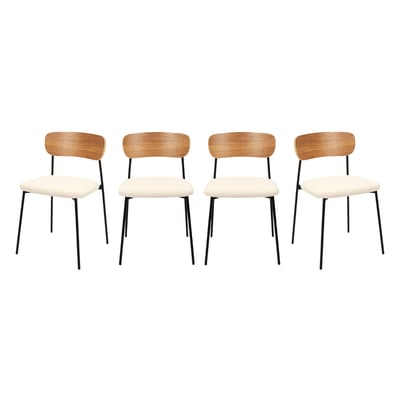 Lot de 4 Chaises en tissu écru LIVIO CALICOSY