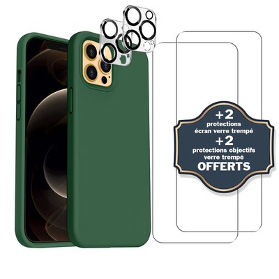 Coque Iphone 12/12 Pro antichoc + 2 protections écran et 2 protections objectif caméra EVETANE