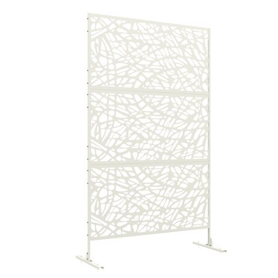 Panneau brise vue décoratif paravent extérieur motif géométrique ajouré métal blanc OUTSUNNY