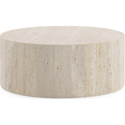 Table basse ronde en marbre travertin RECOLLECTION