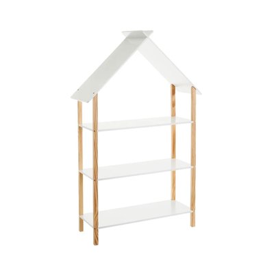 Étagère bibliothèque chambre enfant maison blanc et bois - 79x30x131cm WADIGA