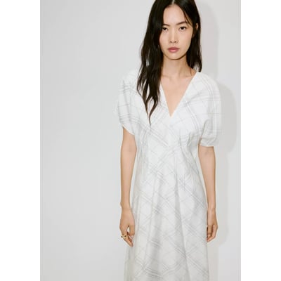 Robe à col en V froncée MANGO