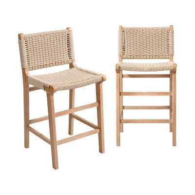Tabouret de bar bois d'hévéa et assise en cordes 64cm (lot de 2) JOY SWEEEK
