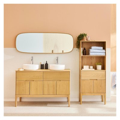 Ensemble meuble double vasque 120cm + vasque + robinet + miroir + colonne ALASKA MOB IN