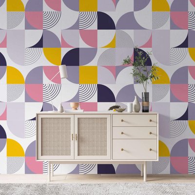 Papier peint à motifs géométriques ambiance des années 70 - 425x260 cm (l x h) LA TOUCHE ORIGINALE