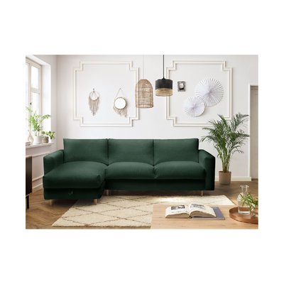 Canapé d'angle convertible 4 places en tissu bouclette, COCOONE BOBOCHIC