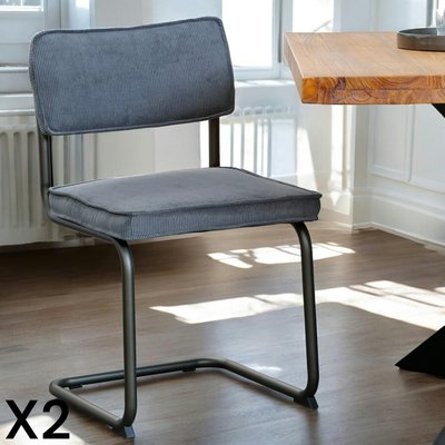 Chaise velours vert piètement luge (lot de 2) MALMOE PIER IMPORT