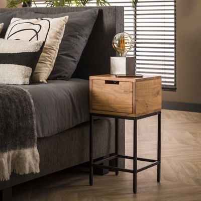 Petite table de chevet en bois 1 tiroir MELBOURNE PIER IMPORT