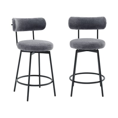 Tabouret de bar assise rotative métal et tissu 66cm (lot de 2) IRIS SWEEEK