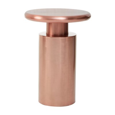 Copper Sculptural Drum Round Side Table SO'HOME